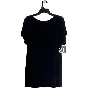 23rd Street Black Short Sleeve Keyhole Back Tunic Top Women's Size L